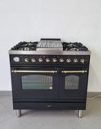 🍀Luxe Fornuis Boretti 90 cm antraciet messing Frytop 2 oven, Elektronische apparatuur, Fornuizen, 60 cm of meer, 5 kookzones of meer