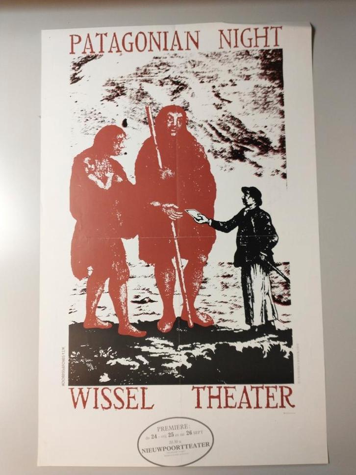 Patagonian night wissel theater affiche, Antiek en Kunst, Kunst | Litho's en Zeefdrukken, Ophalen of Verzenden