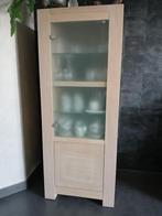 Vitrinekast in massief eik, gebleached, Ophalen, Met deur(en), Eikenhout, 100 tot 150 cm