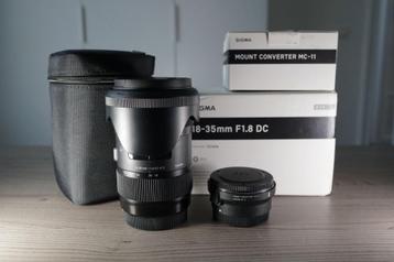 Sigma Art 18-35mm 1.8 Canon EF avec convertisseur MC-11 Sony beschikbaar voor biedingen