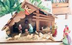 Houten kerststal met 20 figuren, Ophalen, Gebruikt