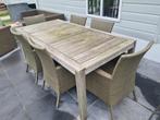 terras tafel + 6 stoelen, Tuin en Terras, Ophalen, Gebruikt, Wicker, Tuinset