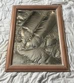 Decoratieve spiegel met dubbele rand + warme houten lijst!, Ophalen, Rechthoekig, 50 tot 100 cm, Minder dan 100 cm