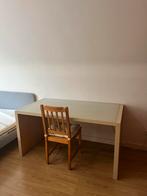 Bureau hout met glazen blad, Huis en Inrichting, Bureaus, Ophalen, Zo goed als nieuw, Bureau