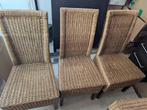 6 eetkamerstoelen van rotan, Ophalen, Gebruikt, Bruin, Riet of Rotan