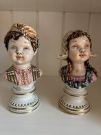 1 paar porceleinen bustes jongen/meisje, Ophalen of Verzenden, Gebruikt, Mens