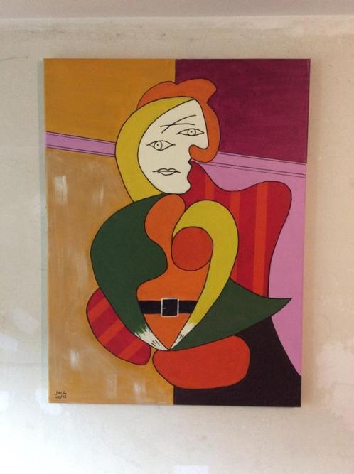 Reproductie Picasso De Rode Fauteuil, Antiek en Kunst, Kunst | Schilderijen | Klassiek, Ophalen of Verzenden