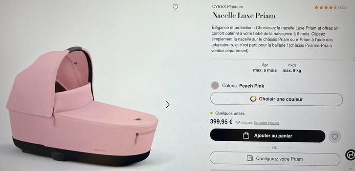 CYBEX Nacelle Luxe Priam, Kinderen en Baby's, Kinderwagens en Combinaties, Zo goed als nieuw, Combiwagen, Ophalen