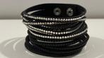Zwarte armband met strass, Ophalen of Verzenden, Zo goed als nieuw, Zwart, Met strass