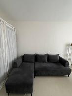 Canapé convertible en velour gris, Ophalen, 125 tot 150 cm, Zo goed als nieuw, Stof