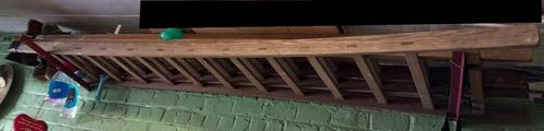 Houten ladder in 3 delen, Doe-het-zelf en Bouw, Ladders en Trappen, Gebruikt, Ladder, 4 meter of meer, Opvouwbaar of Inschuifbaar
