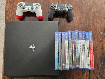 PS4 Pro + 2 controllers + 11 spellen beschikbaar voor biedingen