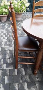 4 chaises en chêne recouvertes de cuir, Maison & Meubles, Tables | Tables à manger, 50 à 100 cm, Chêne, 50 à 100 cm, Enlèvement