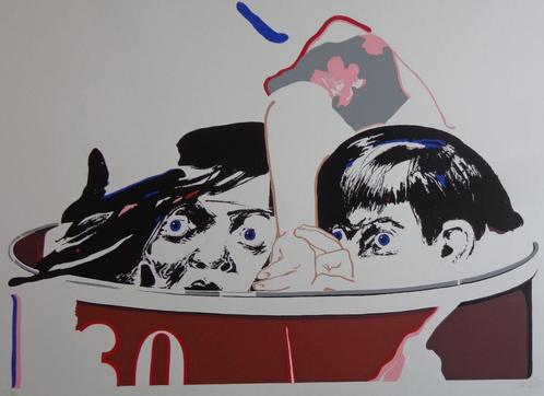 OCTAVE LANDUYT / TYPISCHE FIGURATIE / KLEURZEEFDRUK 56x78cm, Antiek en Kunst, Kunst | Litho's en Zeefdrukken, Ophalen of Verzenden