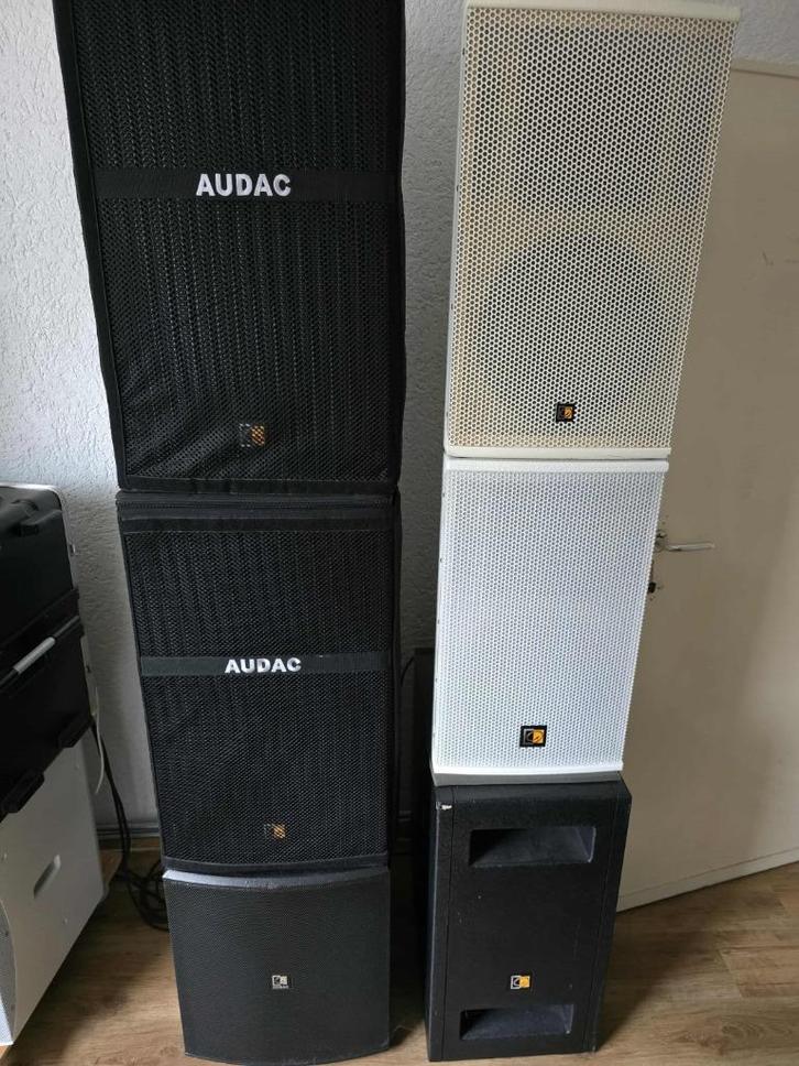 Topspaekers, Subs, versterkers van AUDAC, Audio, Tv en Foto, Luidsprekerboxen, Zo goed als nieuw, Overige typen, 120 watt of meer
