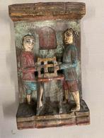 Originele antieke houten handgesneden sculptuur timmerlieden, Antiek en Kunst, Ophalen