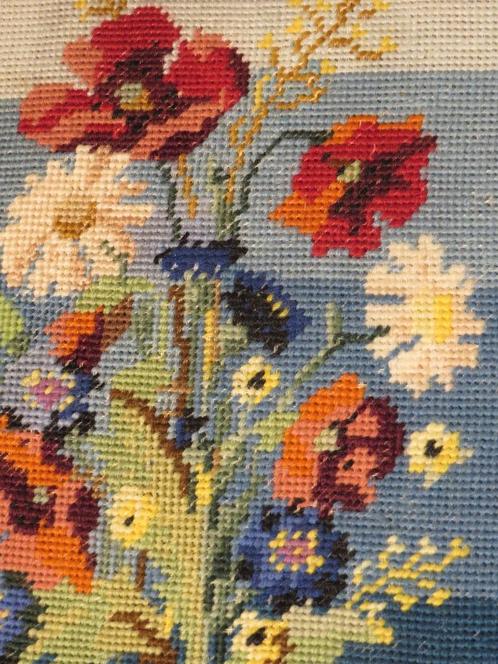 Gobelijndoek veldbloemen, Antiek en Kunst, Kunst | Schilderijen | Klassiek, Ophalen