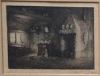 Georges La Barre ets "Spelend Kind in Huiskamer", gesigneerd, Antiek en Kunst, Kunst | Etsen en Gravures, Ophalen