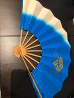Japanse vintage bamboewaaier — blauw, Verzenden, Zo goed als nieuw, Blauw