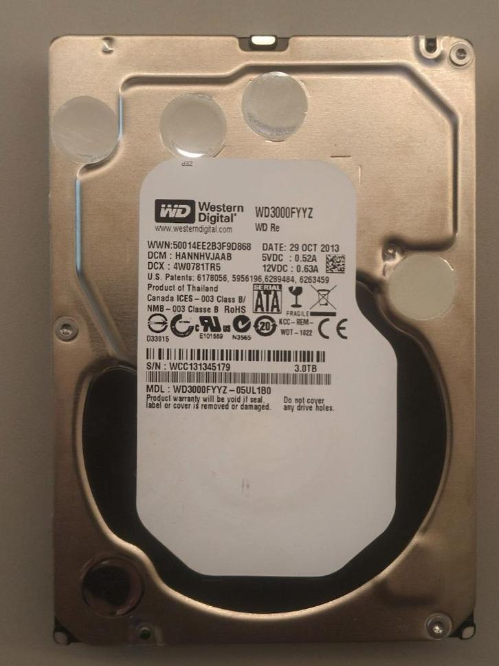 HDD 3TB SATA 3.5 inch, Computers en Software, Harde schijven, Gebruikt, Desktop, Intern, HDD, SATA, Ophalen of Verzenden