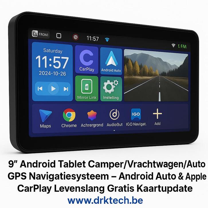 9' Android Auto-Carplay Tablet GPS Navigatie IGO Eu Map-TMC., Auto diversen, Autonavigatie, Nieuw, Ophalen of Verzenden