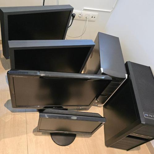 Lotje 2x Computer en 4x Monitor, Computers en Software, Vintage Computers, Ophalen