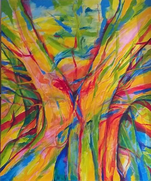 "Het blije nest" - Mara-leen, Antiek en Kunst, Kunst | Schilderijen | Modern, Ophalen of Verzenden