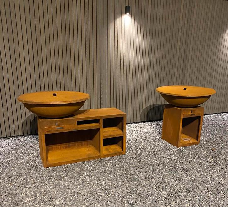 Barbecue plancha corten, Jardin & Terrasse, Barbecues au charbon de bois, Neuf, Avec accessoires, Enlèvement