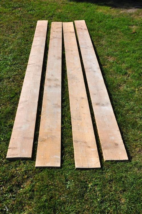 4x steigerhouten planken (32 x 200mm x 360cm), Doe-het-zelf en Bouw, Hout en Planken, Gebruikt, Plank, Steigerhout, 300 cm of meer