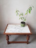 Salontafel - massief eikenhout en marmer, Antiek en Kunst, Ophalen of Verzenden