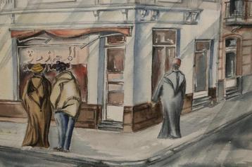 Aquarel van Molenbeek 1982 - Gesigneerd beschikbaar voor biedingen