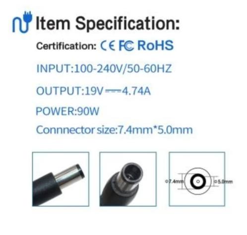 PC-oplader van 7,4 mm x 5 mm, Computers en Software, Laptop-opladers, Nieuw, Ophalen of Verzenden