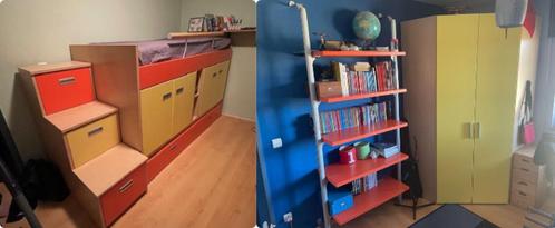Jeugdkamer gelakt oranje en geel, Huis en Inrichting, Slaapkamer | Complete slaapkamers, Gebruikt, Tweepersoons, Ophalen of Verzenden