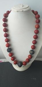 Sterling /Zilver Red Apple Koraal -Kraal Ketting., Handtassen en Accessoires, Ophalen of Verzenden, Zilver, Ketting