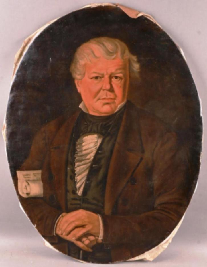 Antiek schilderij op doek - Portret van een man, Antiek en Kunst, Kunst | Schilderijen | Klassiek, Ophalen of Verzenden