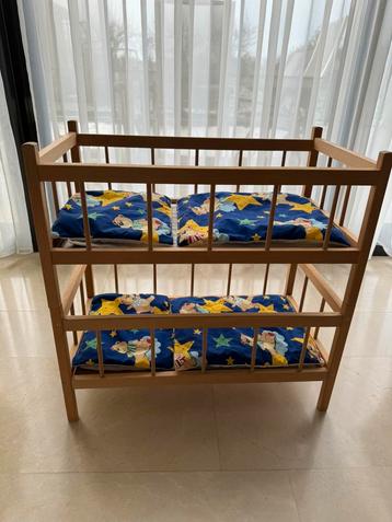 Lit de poupée double - lit superposé en bois