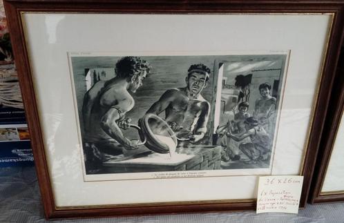 Lot van 6 lijsten met geschiedenis van het maken van glas, Huis en Inrichting, Woonaccessoires | Schilderijen, Tekeningen en Foto's