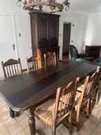 Eiken tafel en 6 stoelen, Antiek en Kunst, Ophalen