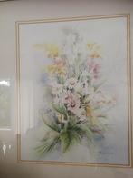 Aquarel bloemen in lijst, Antiek en Kunst, Ophalen