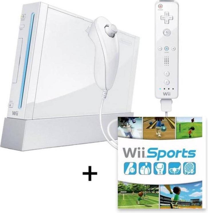 Nintendo Wii Sports Pack Wit – Slechts €49,99!, Games en Spelcomputers, Spelcomputers | Nintendo Wii, Refurbished, Met 2 controllers