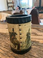 Vintage pennenhouder - houten box met paarden - oorlog, Ophalen of Verzenden