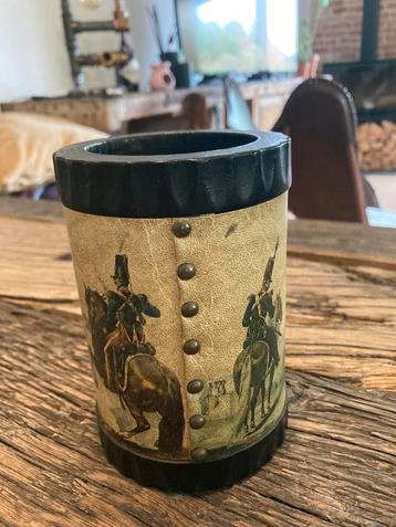 Vintage pennenhouder - houten box met paarden - oorlog, Enlèvement ou Envoi