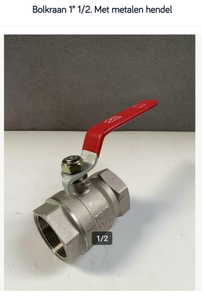 Bolkranen 1" 1/2 - Met metalen hendel - NIEUW, Doe-het-zelf en Bouw, Sanitair, Nieuw, Kraan, Ophalen of Verzenden