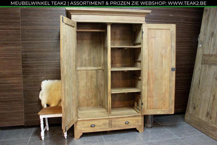 Nieuwe teak kleerkasten - kledingkast bij TEAK2, Huis en Inrichting, Kasten | Kleerkasten, Met lade(s), Met deur(en), Met klep(pen)