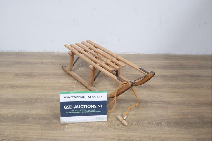 Houten Slee met Trekkoord van Davos, Antiek en Kunst, Curiosa en Brocante