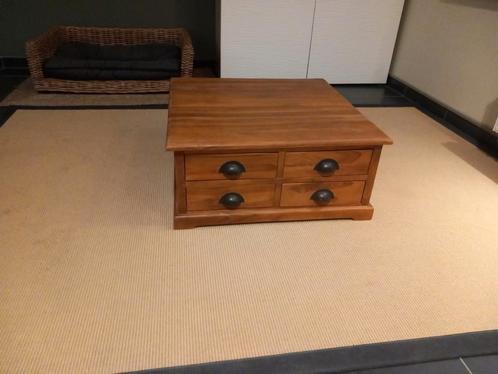 2 identieke salontafels in teak, Huis en Inrichting, Tafels | Salontafels, Zo goed als nieuw, Ophalen