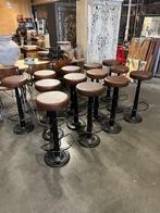 24 Industriele Necchi barkrukken metaal zitting Leer Cognac, Neuf, Cuir, 60 à 90 cm, 5 tabourets ou plus