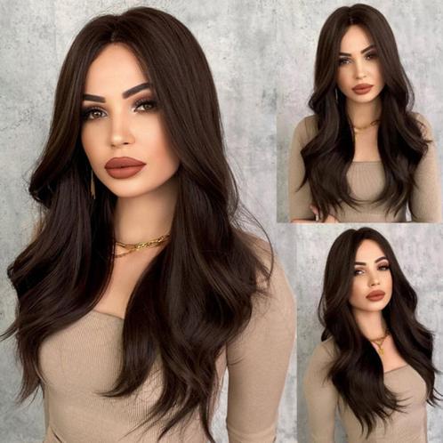 Swiss lace front pruik bruin haar met slagen zonder pony Rob, Handtassen en Accessoires, Uiterlijk | Haarverzorging, Nieuw, Pruik of Haarverlenging