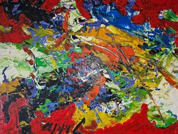 Grande œuvre à l'huile de Karel Appel Œuvre unique signée D, Enlèvement