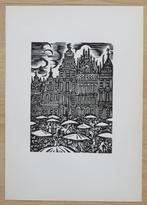 Houtsnede Frans Masereel: BRUSSEL – Grote Markt, Antiek en Kunst, Verzenden